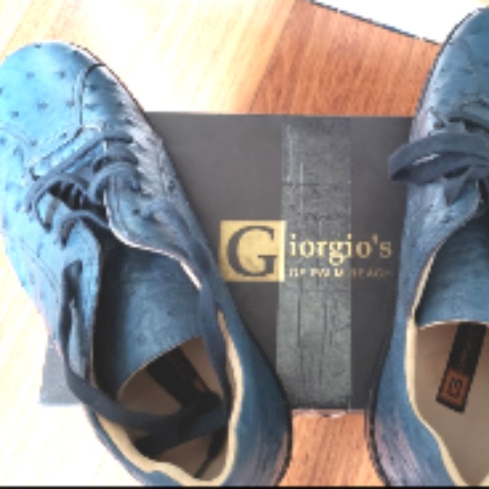 GIORGIOS OF PALM BEACH 1 PAIR BLUE OSTRICH SHOES